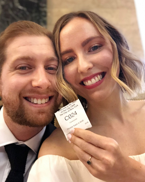 allure associate beauty director sarah kinonen with husband  wedding hair and makeup ideas